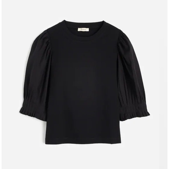 Madewell Tops - Madewell Women's Black Puff Sleeve Crewneck Knit Top Size S Small New